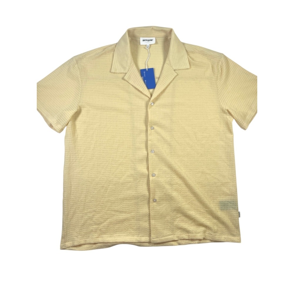 Sixth June Men's XL Yellow Crochet Shirt Short Sleeve Streetwear Fashion‎